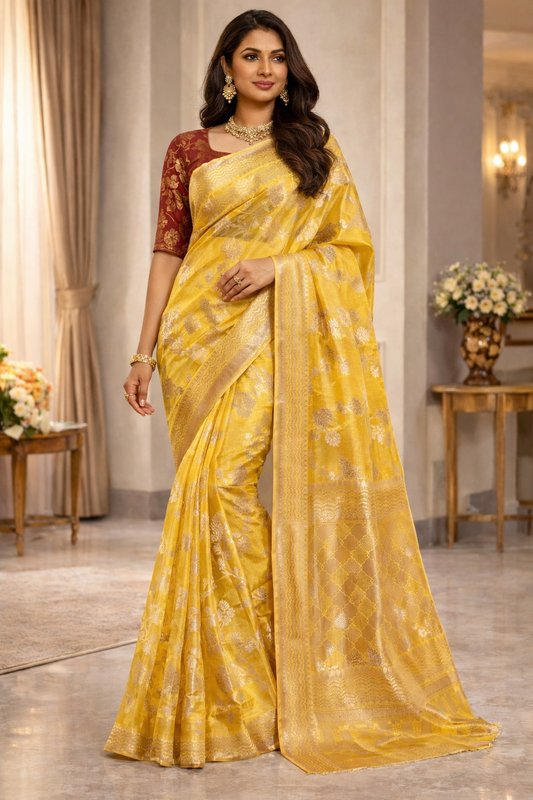 Suryalekha Golden Zari Woven Saree