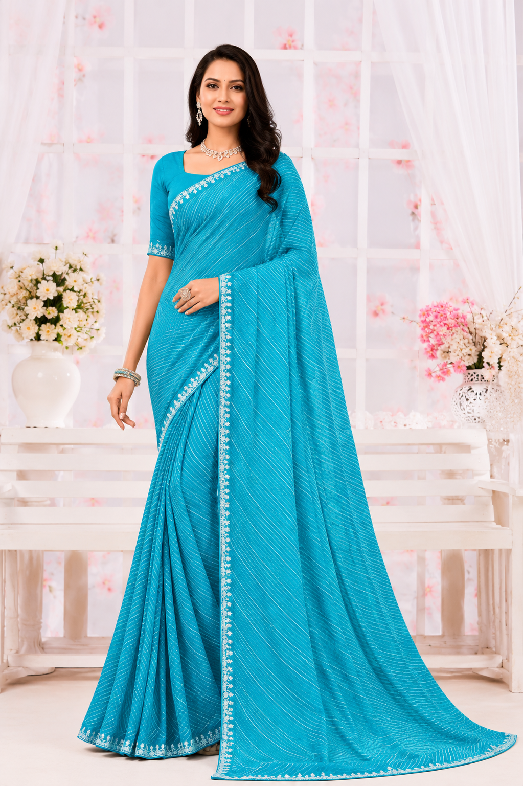 Graceful Leheriya Bloom Saree