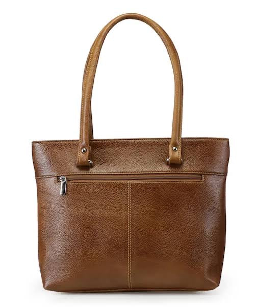 Classic Brown Genuine Leather Tote Bag
