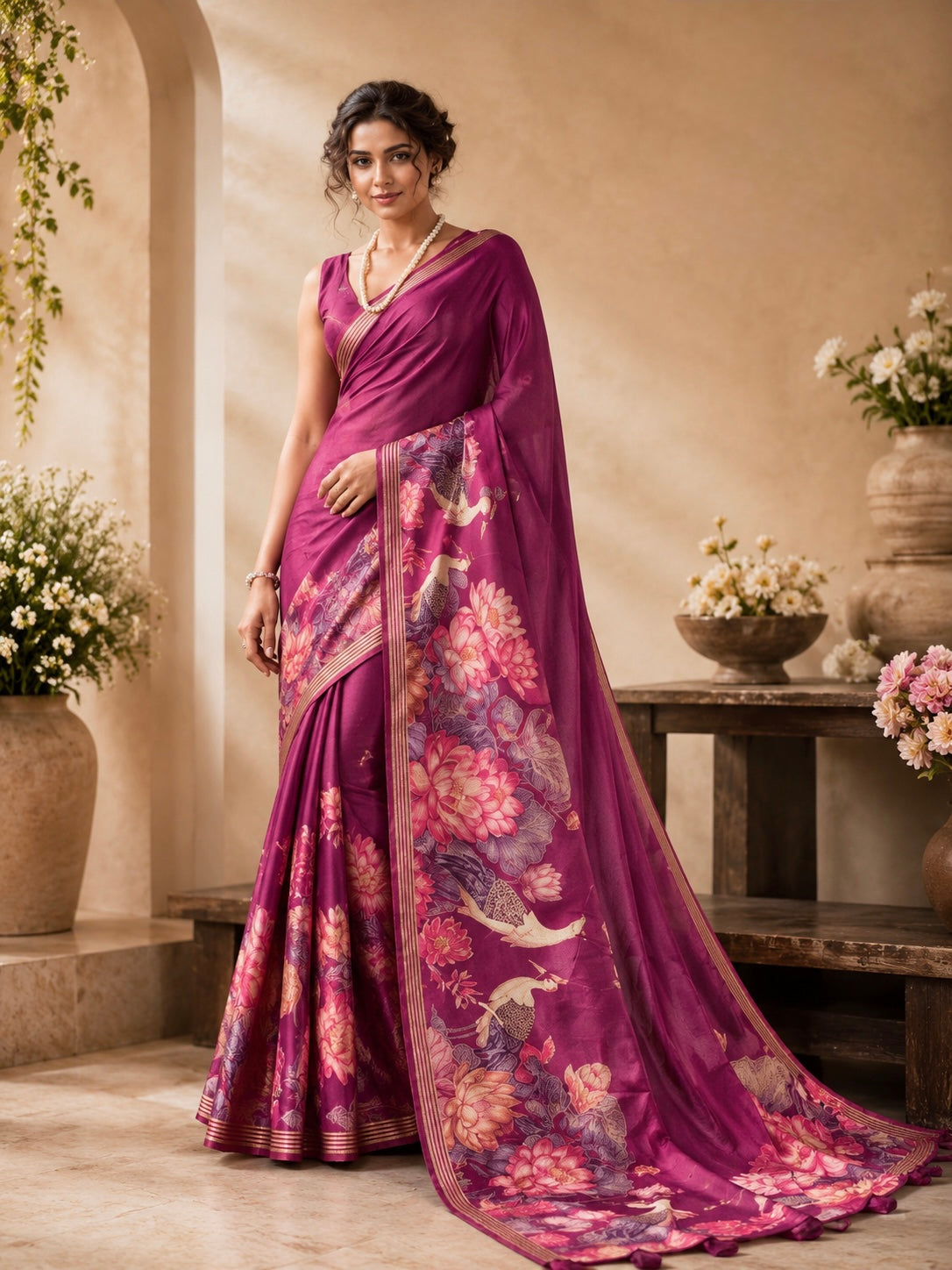 Royal Orchid Bloom Saree