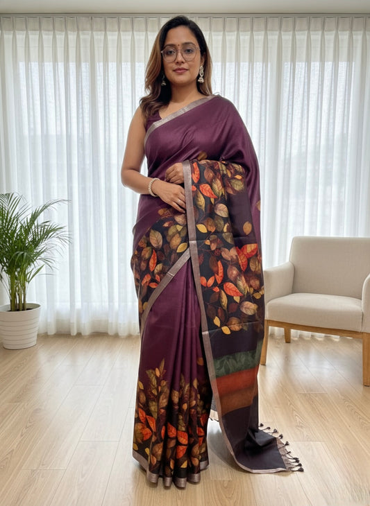 Autumn Wine Printed Saree