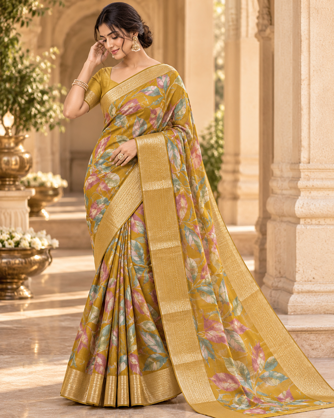 Aurelia Flora – Regal Botanical Print Saree