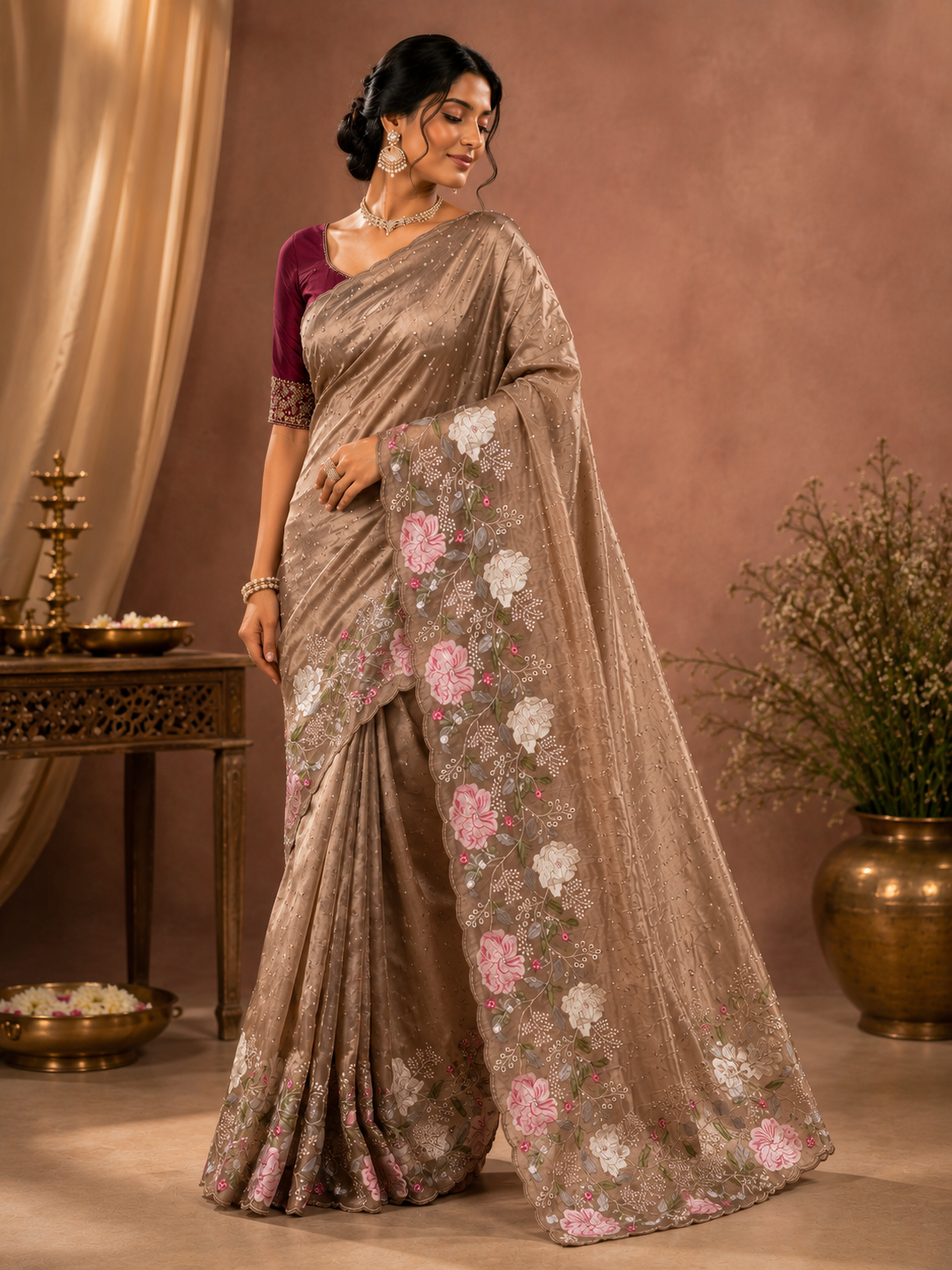 Rosewood Bloom Elegance Saree