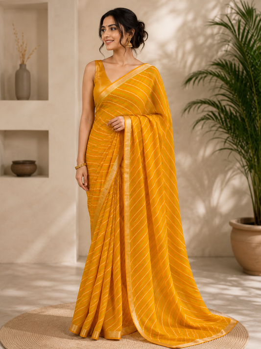 Classic Leheriya Stripe Saree