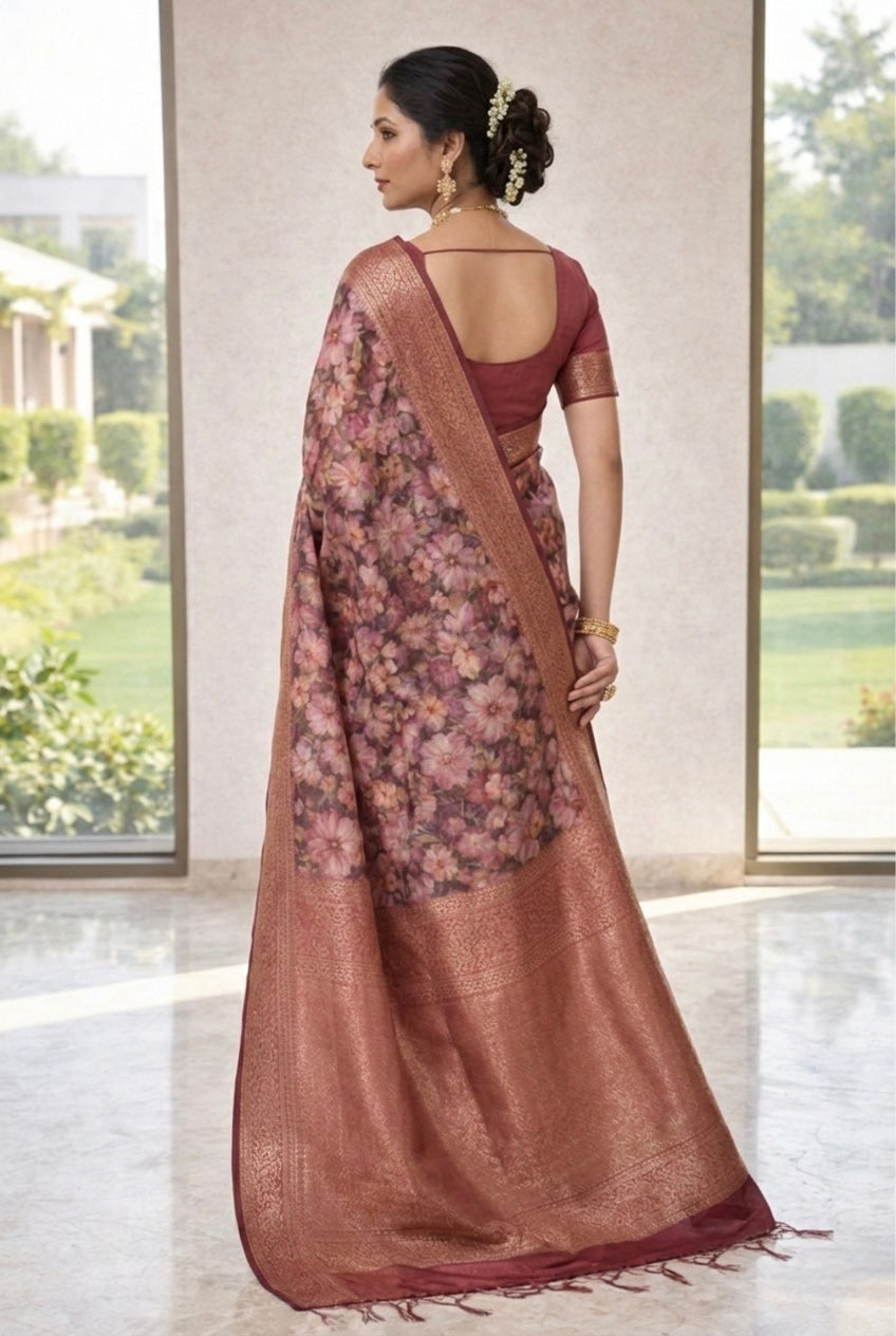 Zehra Zari Floral Saree