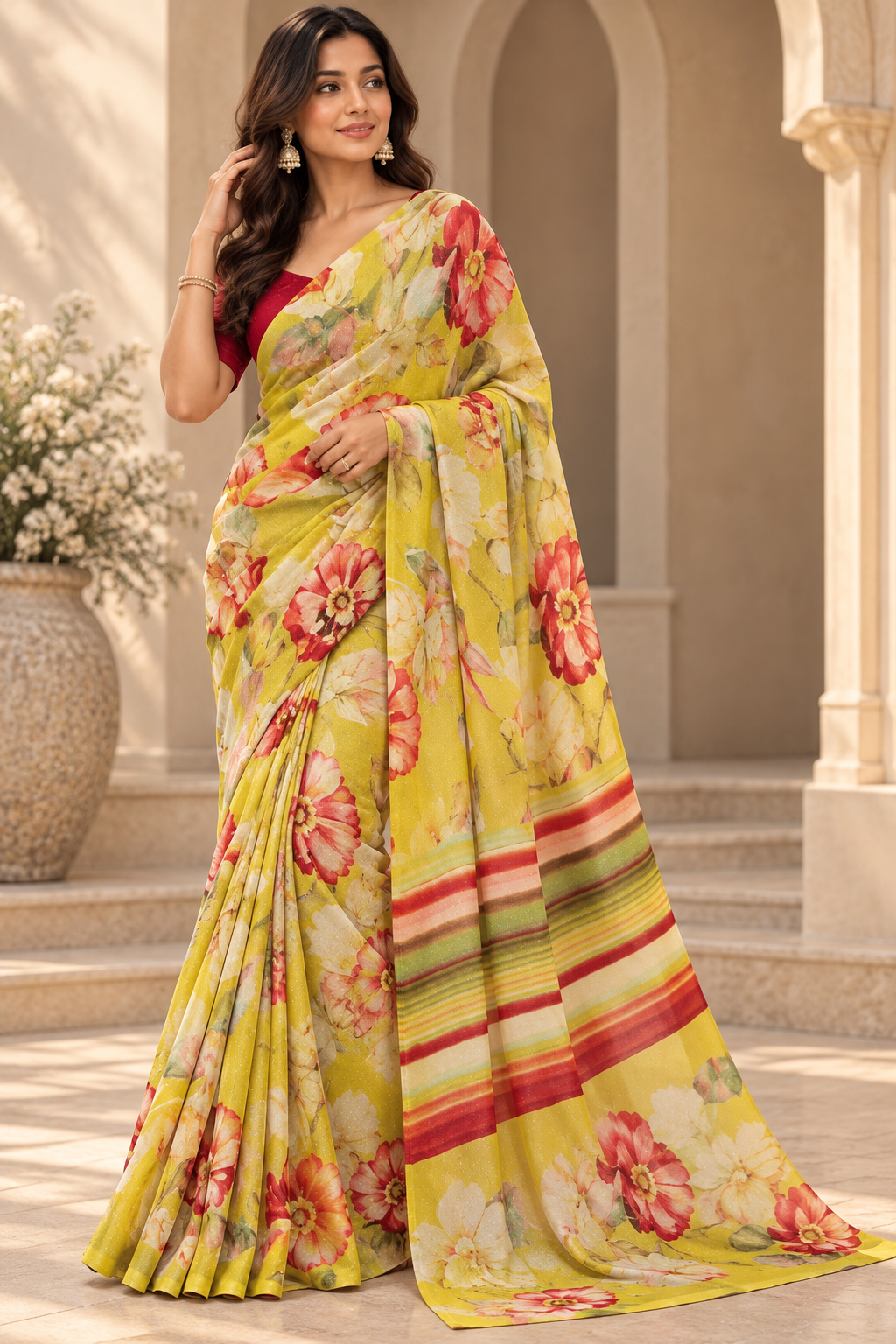 Sunlit Meadow Floral Saree