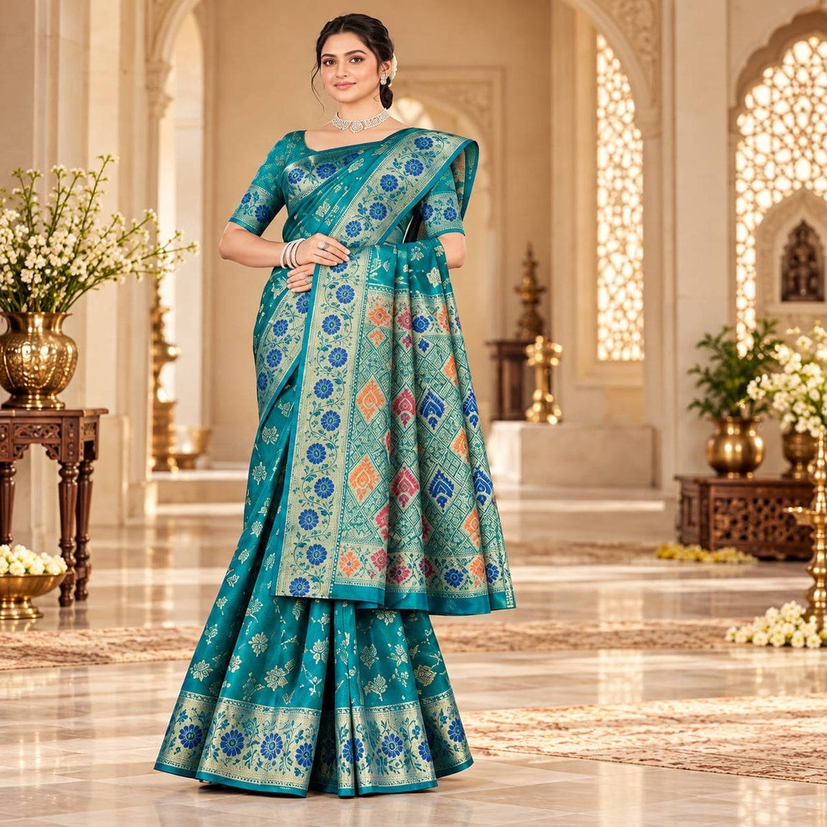Royal Heritage Floral Brocade Saree