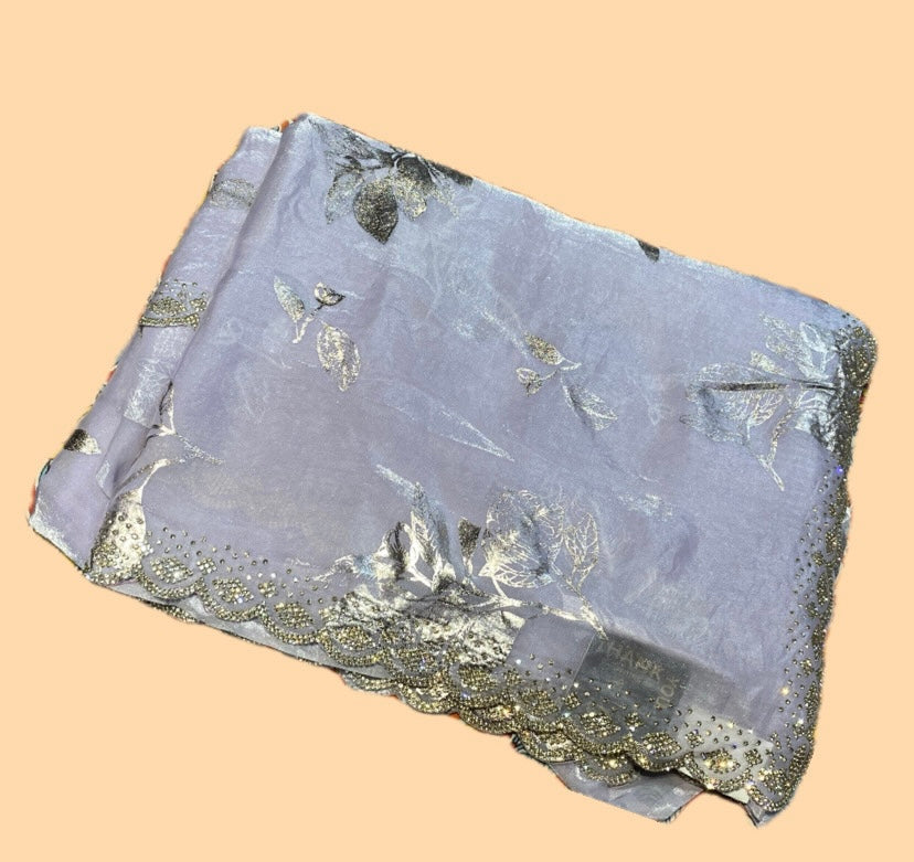 Icy Blue Shimmer Saree