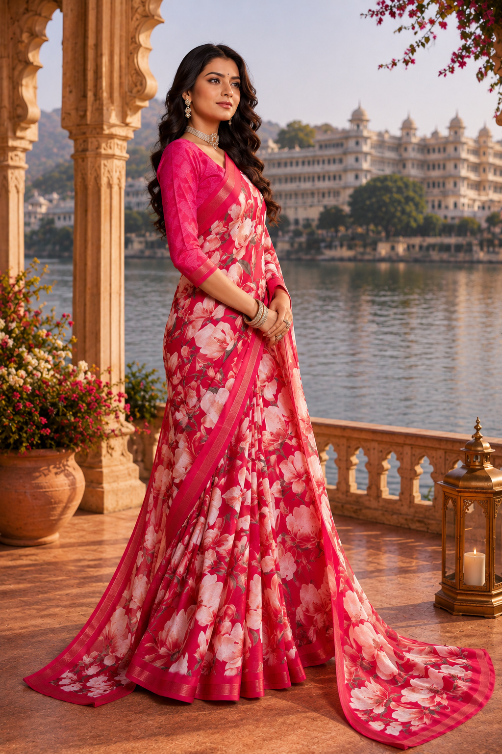 Rosé Bloom Garden Saree