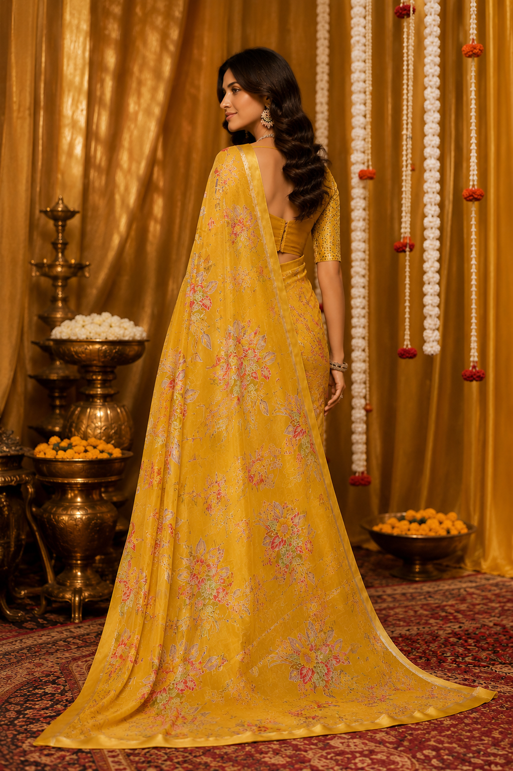 Sunheri Bloom Printed Saree