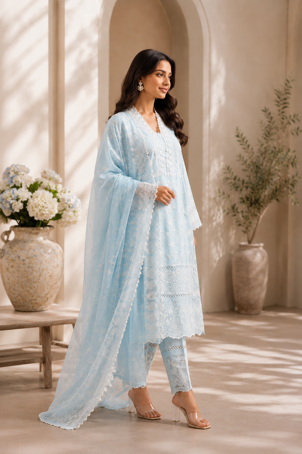 Mehr Pastel Chikankari Suit Set
