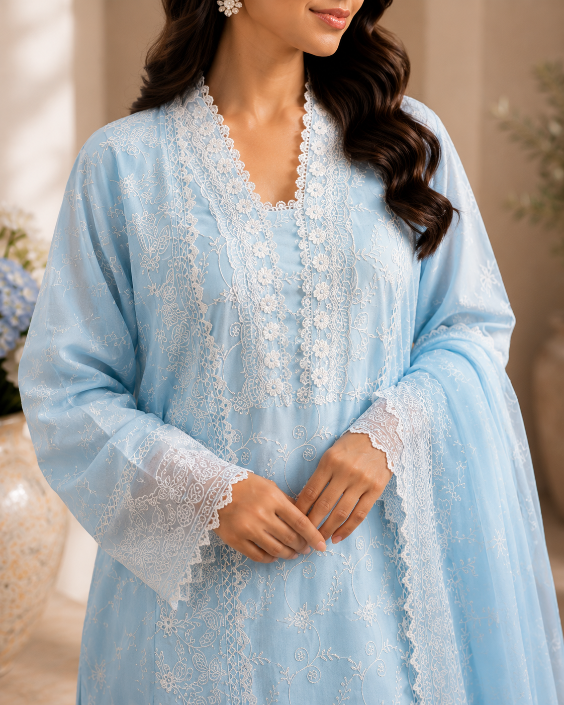 Mehr Pastel Chikankari Suit Set