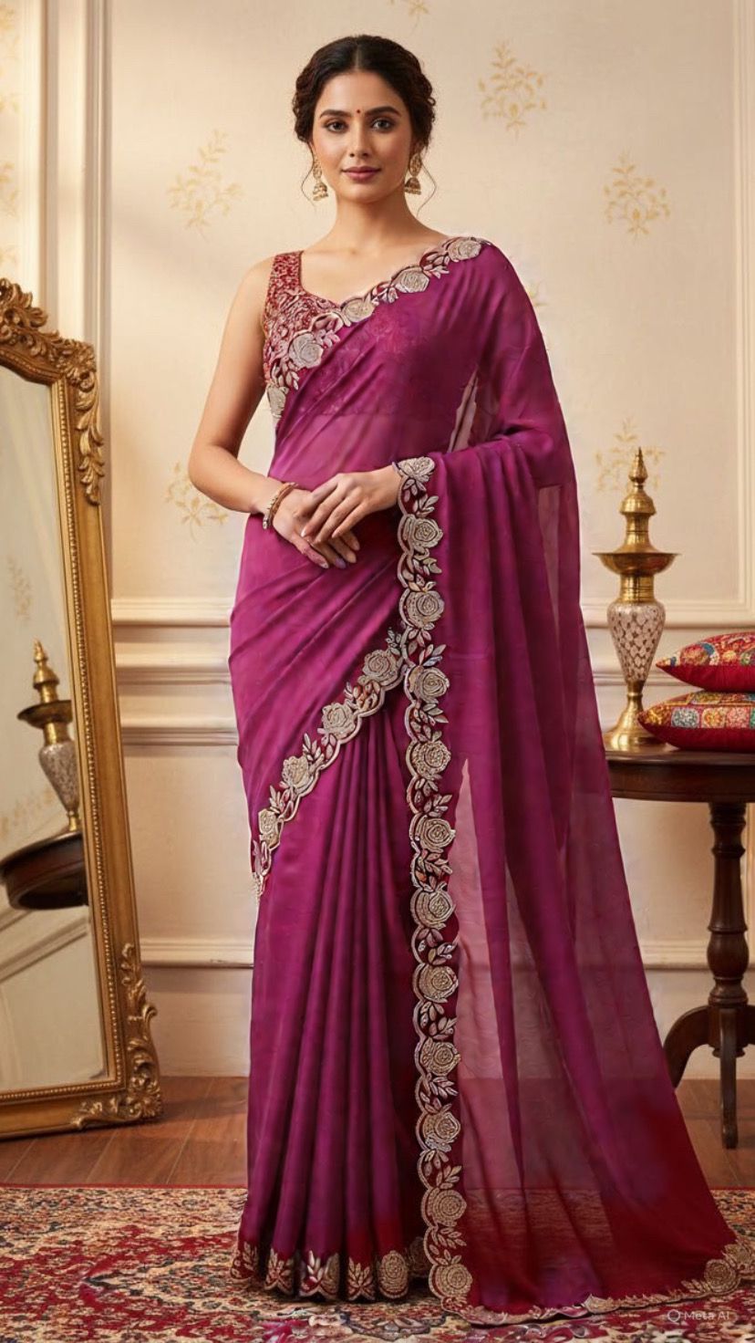 Royal Wine Soft Silk Saree with Intricate Zari Border