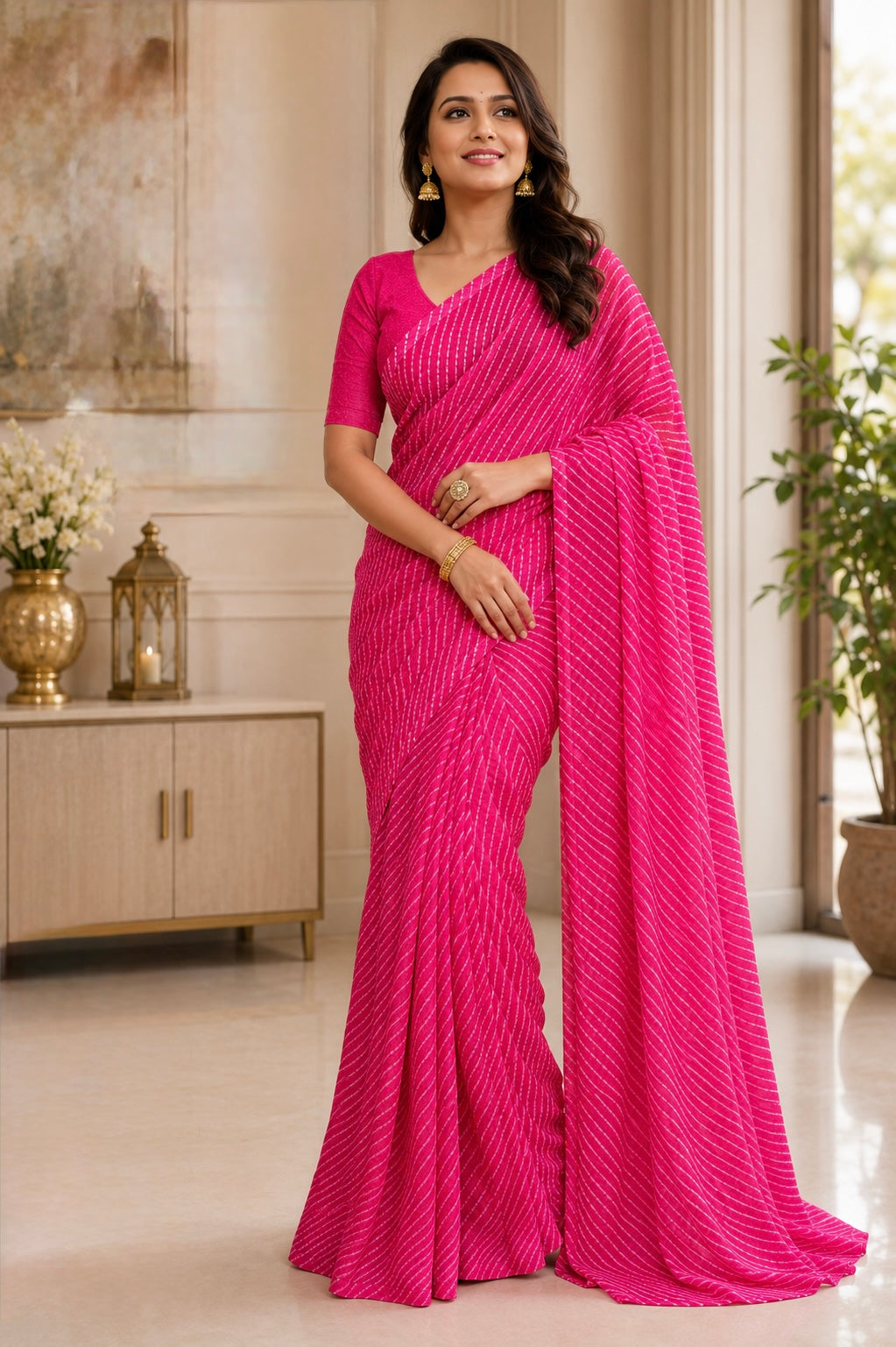 Rani Rekha Lehriya Saree