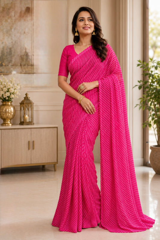 Rani Rekha Lehriya Saree