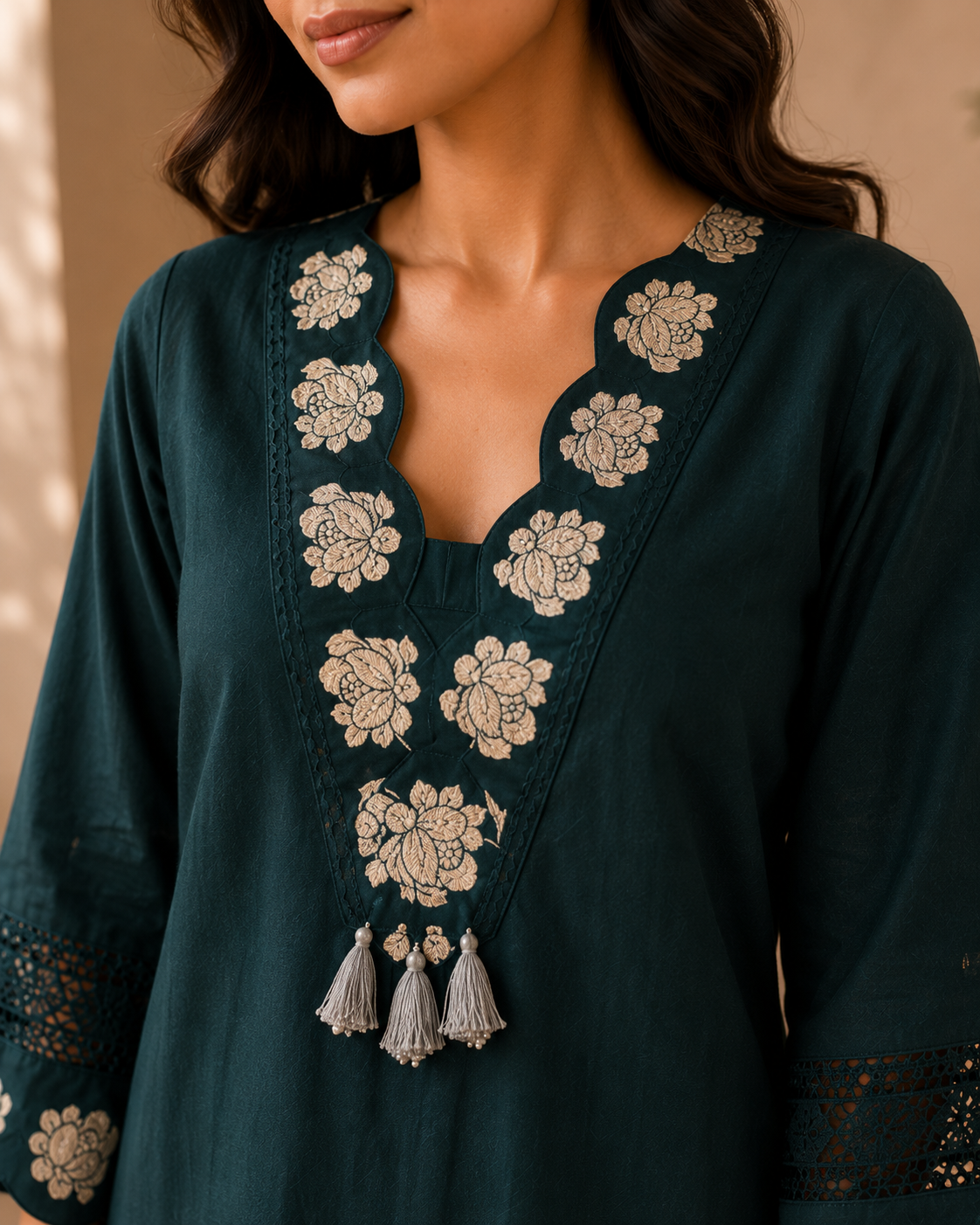 Zehra Embroidered Kurta Palazzo Set
