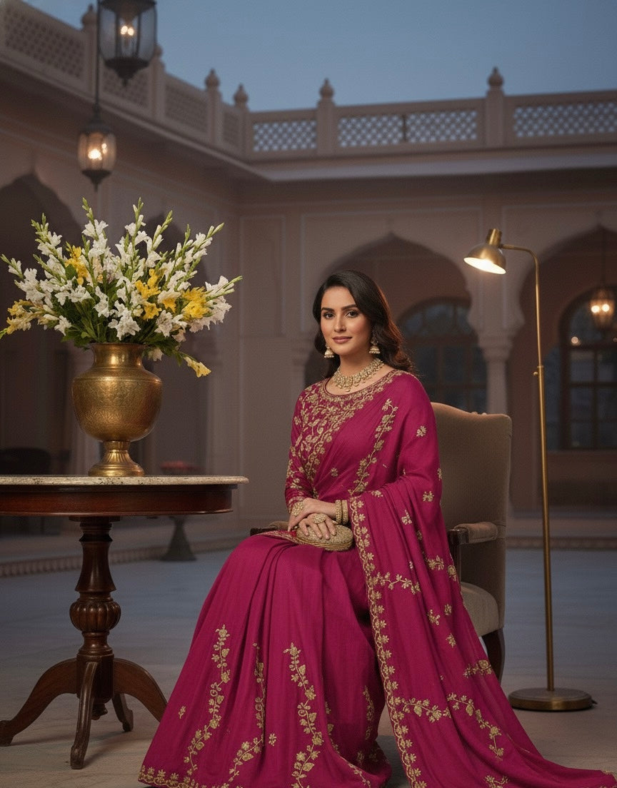 Royal Embroidered Georgette Saree