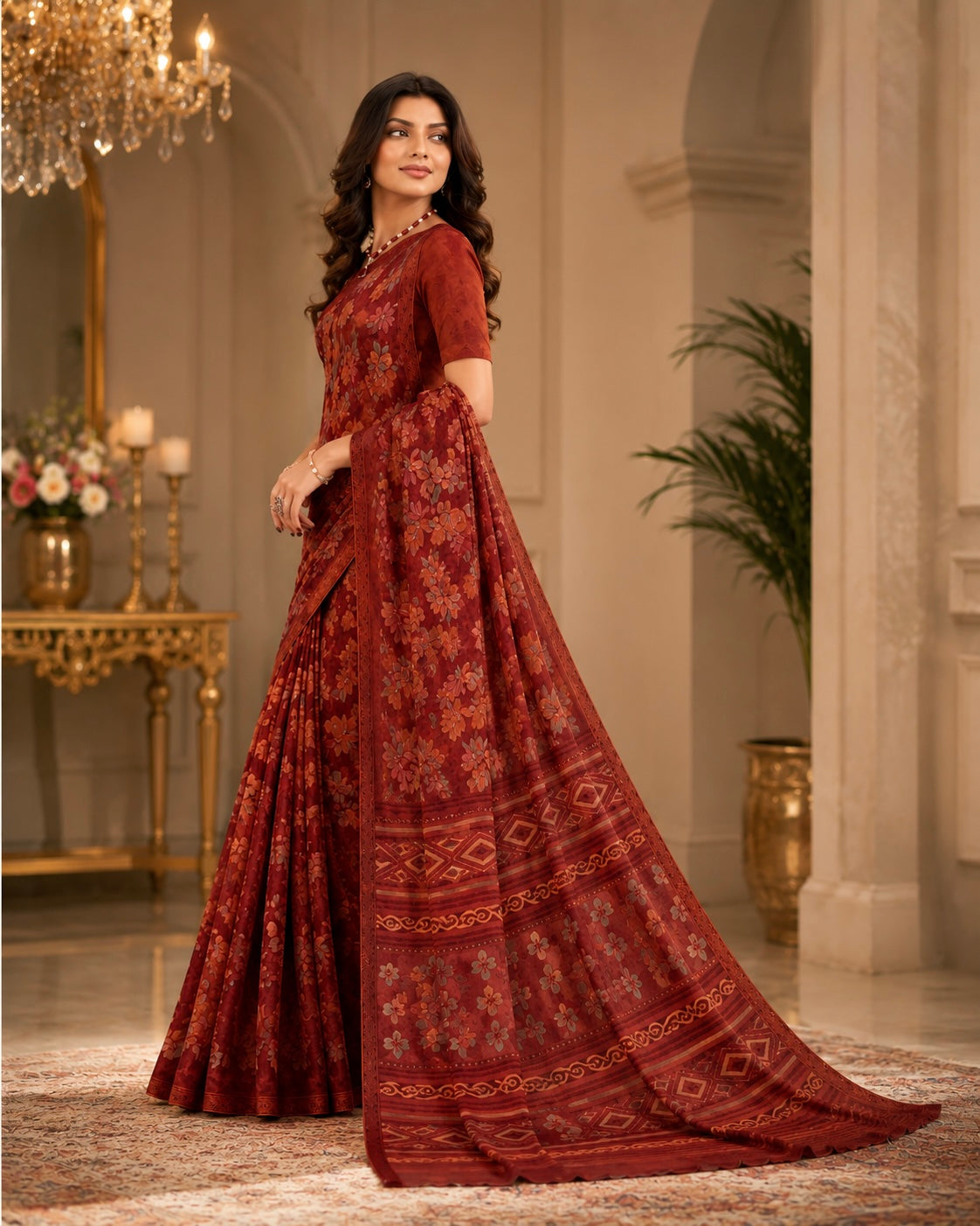 Velvet Petals Printed Saree