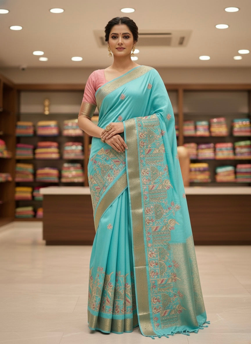 Ethereal Floral Woven Silk Saree