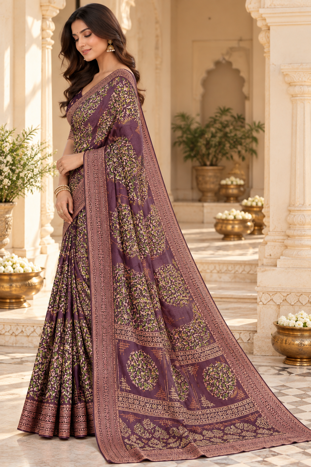 Royal Vanya Floral Heritage Print Saree