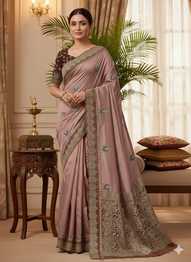 Regal Zari Embroidered Silk Saree