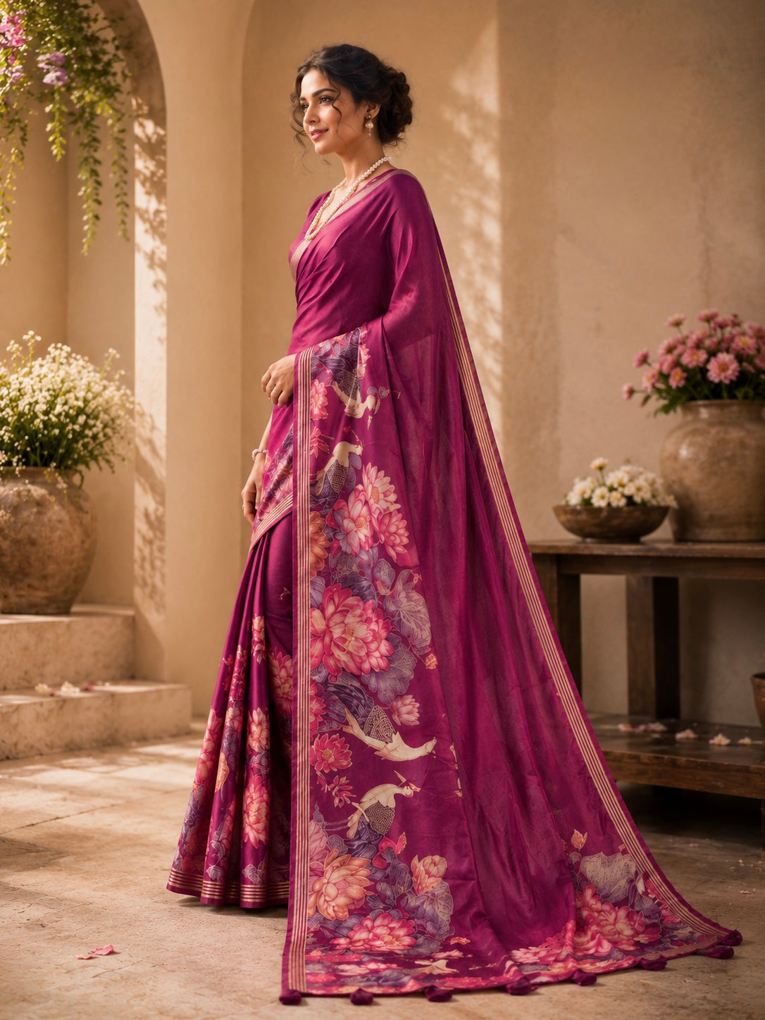 Royal Orchid Bloom Saree