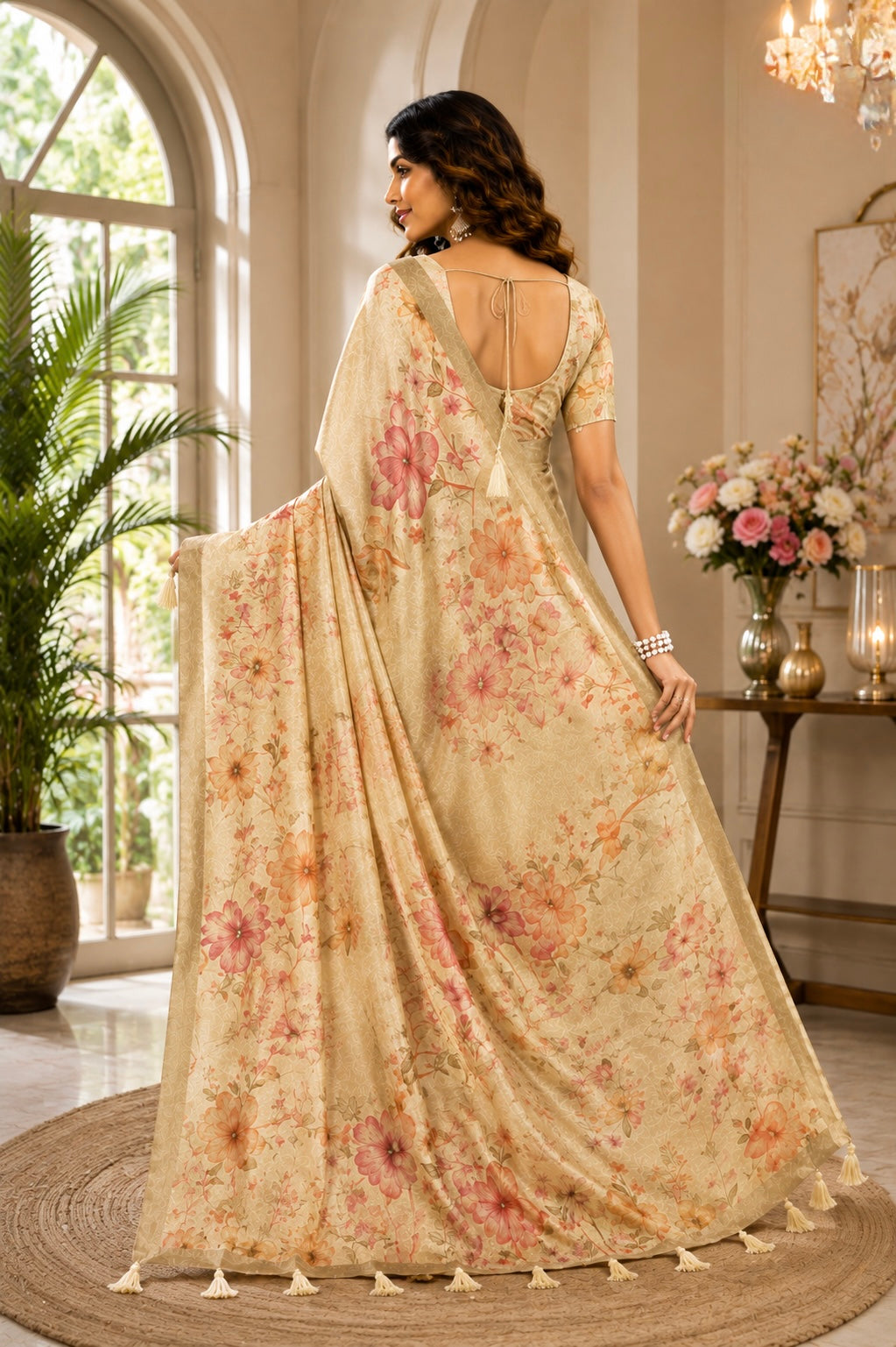 Ivory Bloom Printed Saree