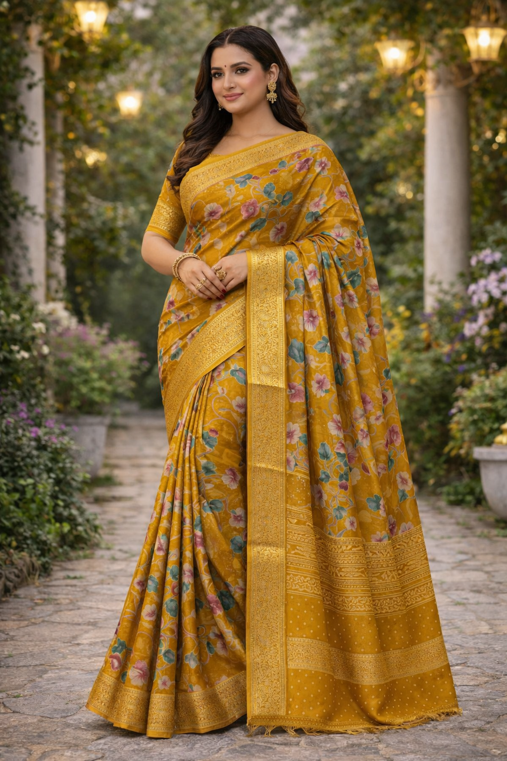Floral Zari Elegance Silk Based Saree