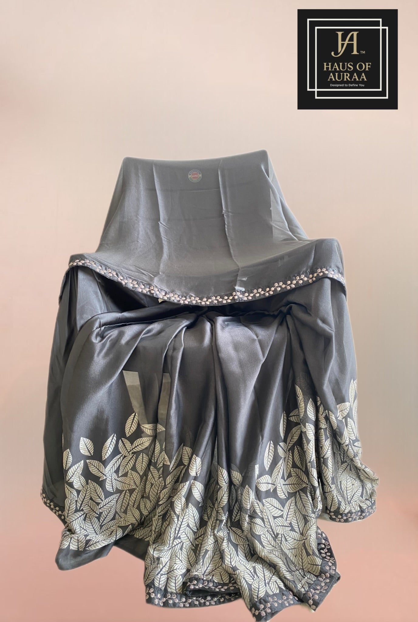 Black Leaf Motif Saree