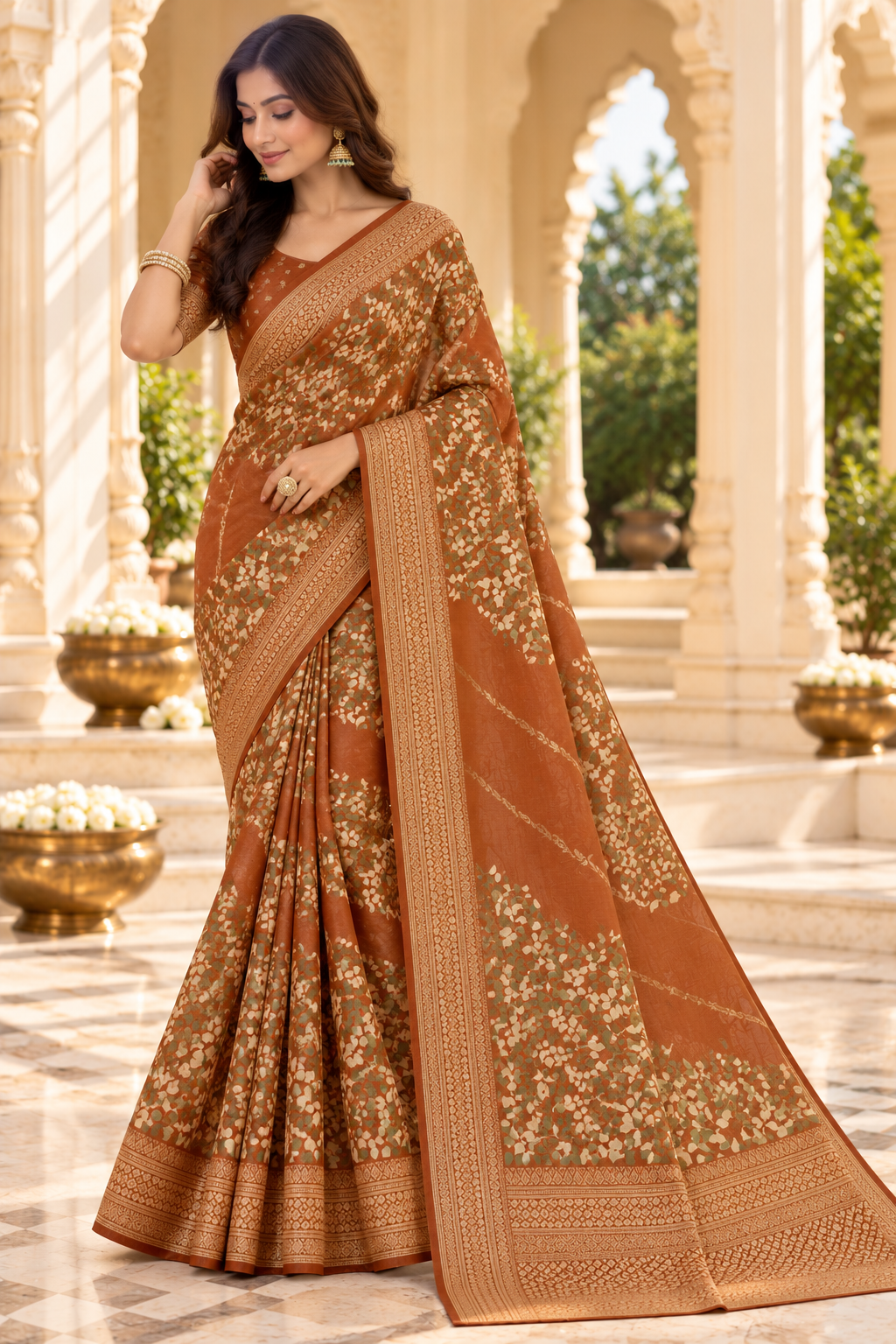 Royal Vanya Floral Heritage Print Saree