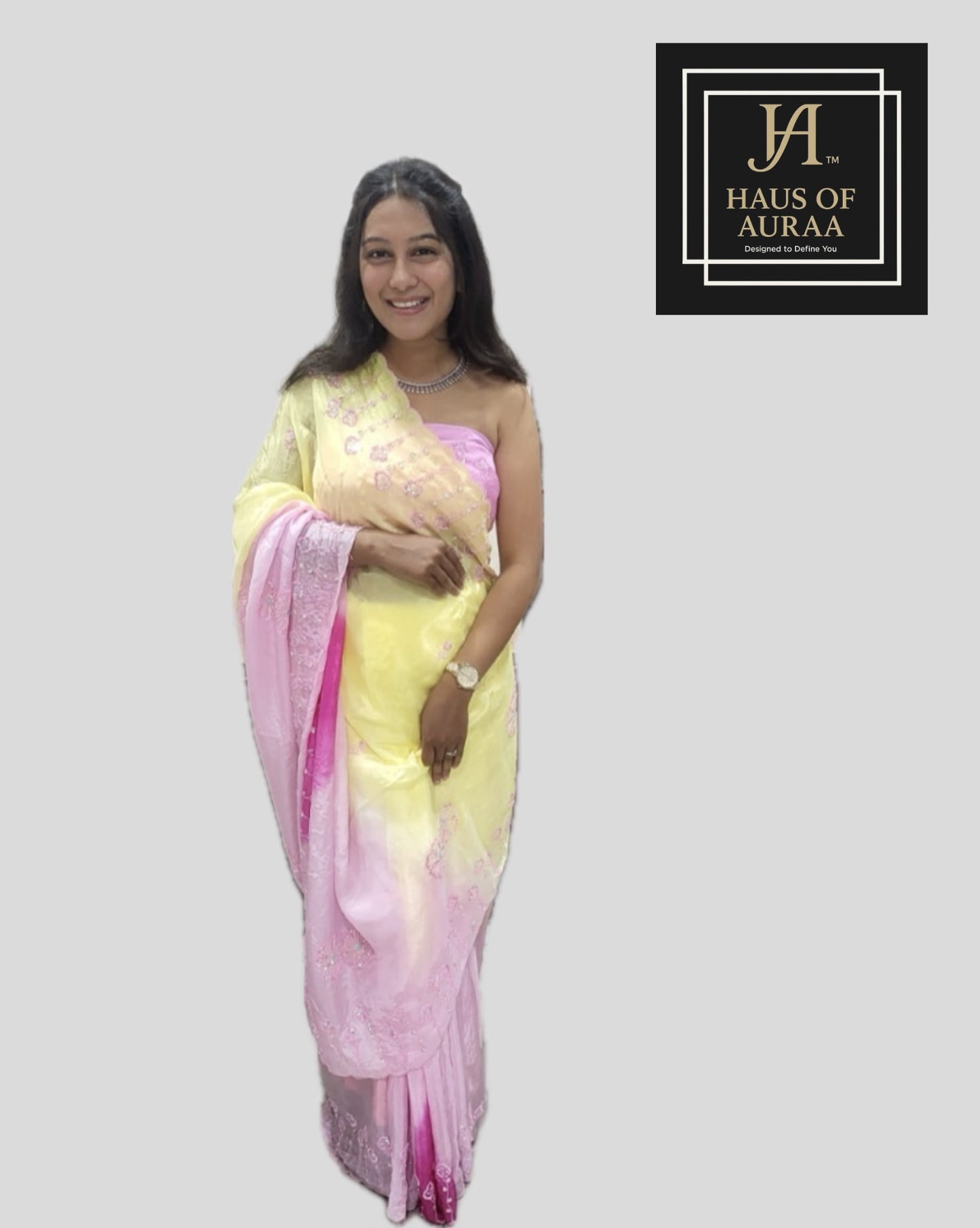 Lemon Pink Dream Saree