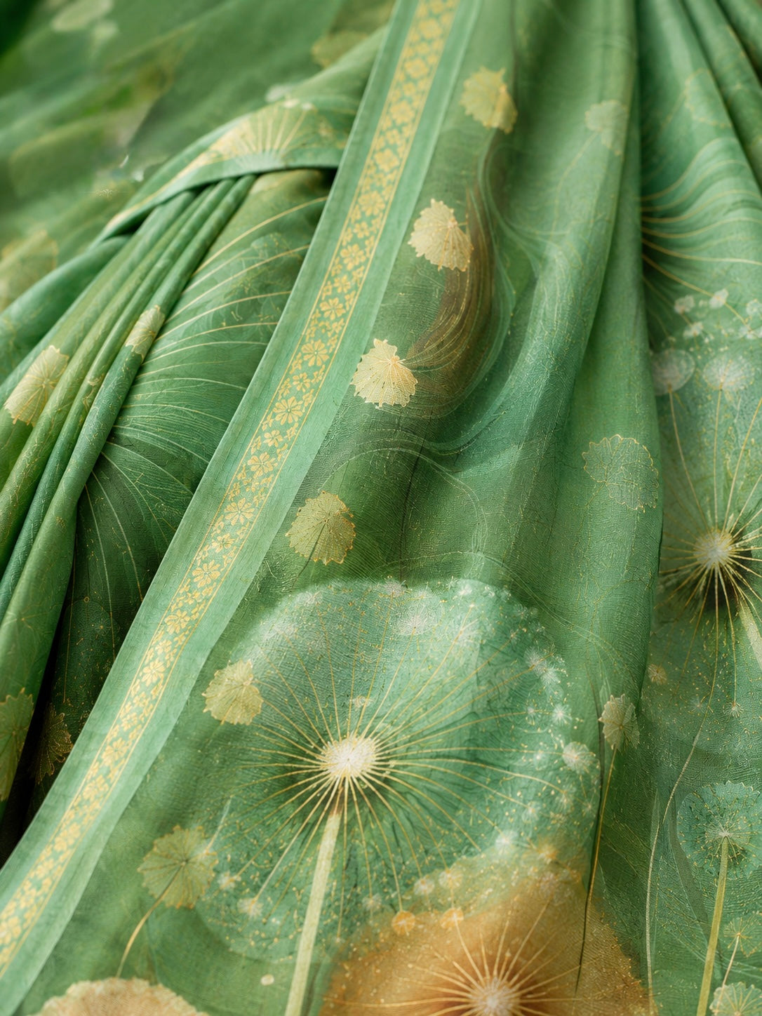 Emerald Dandelion Grace Saree