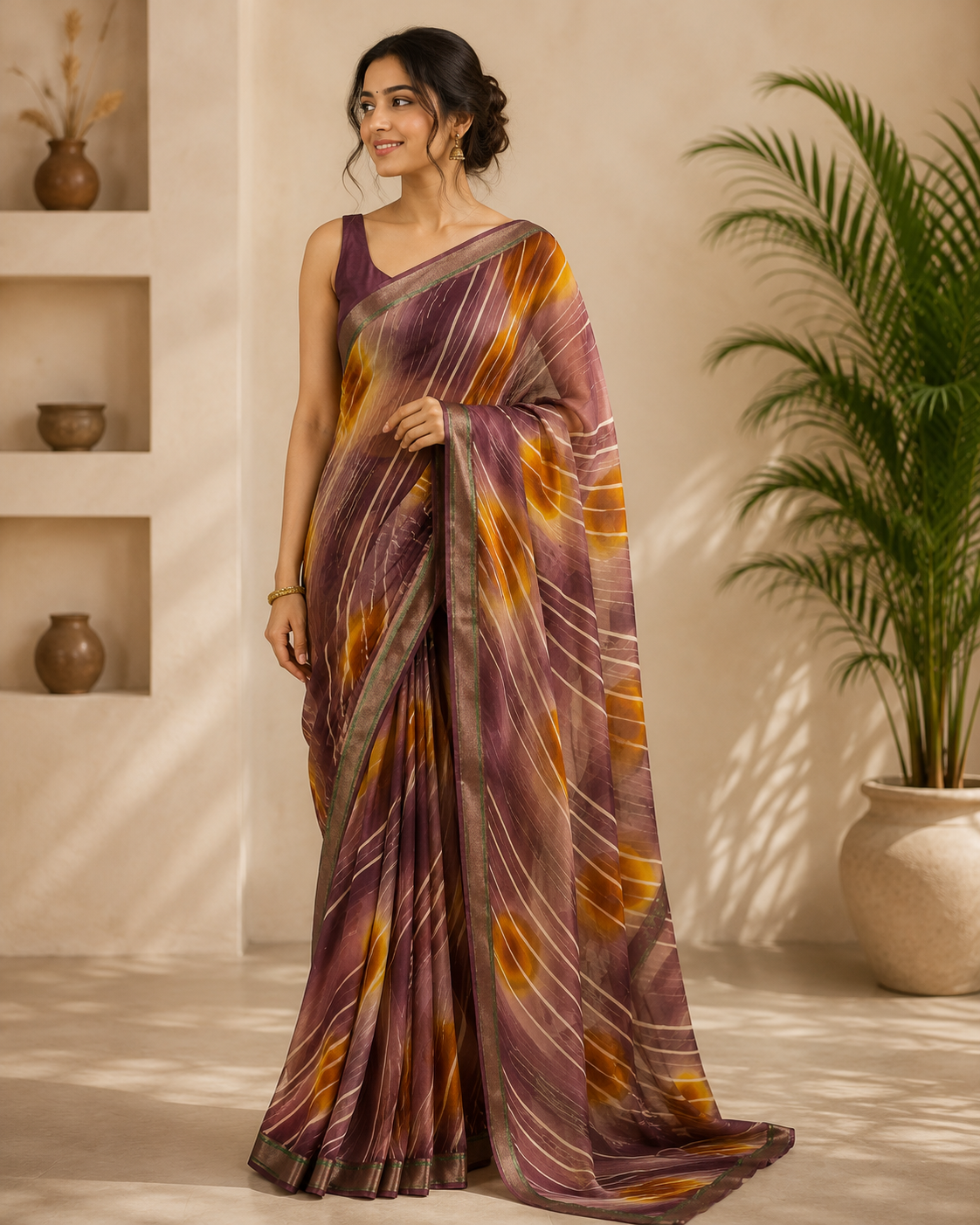 Abstract Leheriya Printed Saree