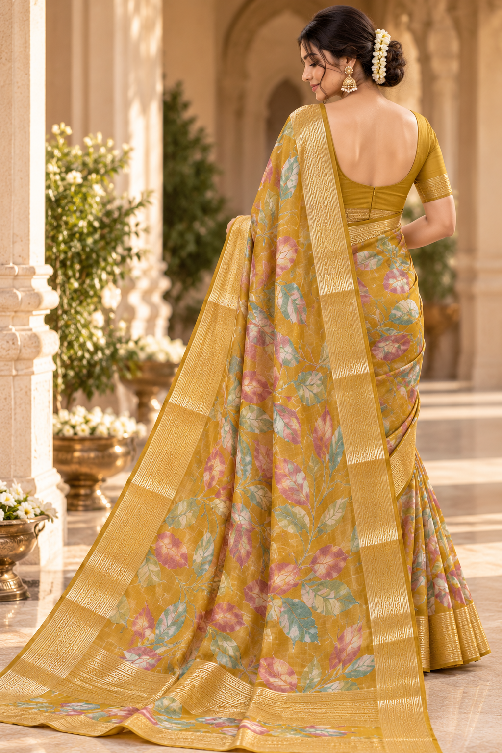 Aurelia Flora – Regal Botanical Print Saree