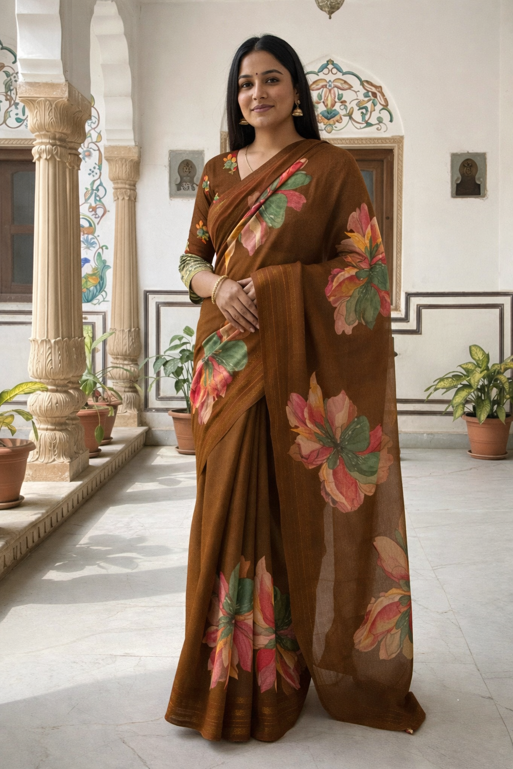 Bloom Vista Printed Synthetic Saree