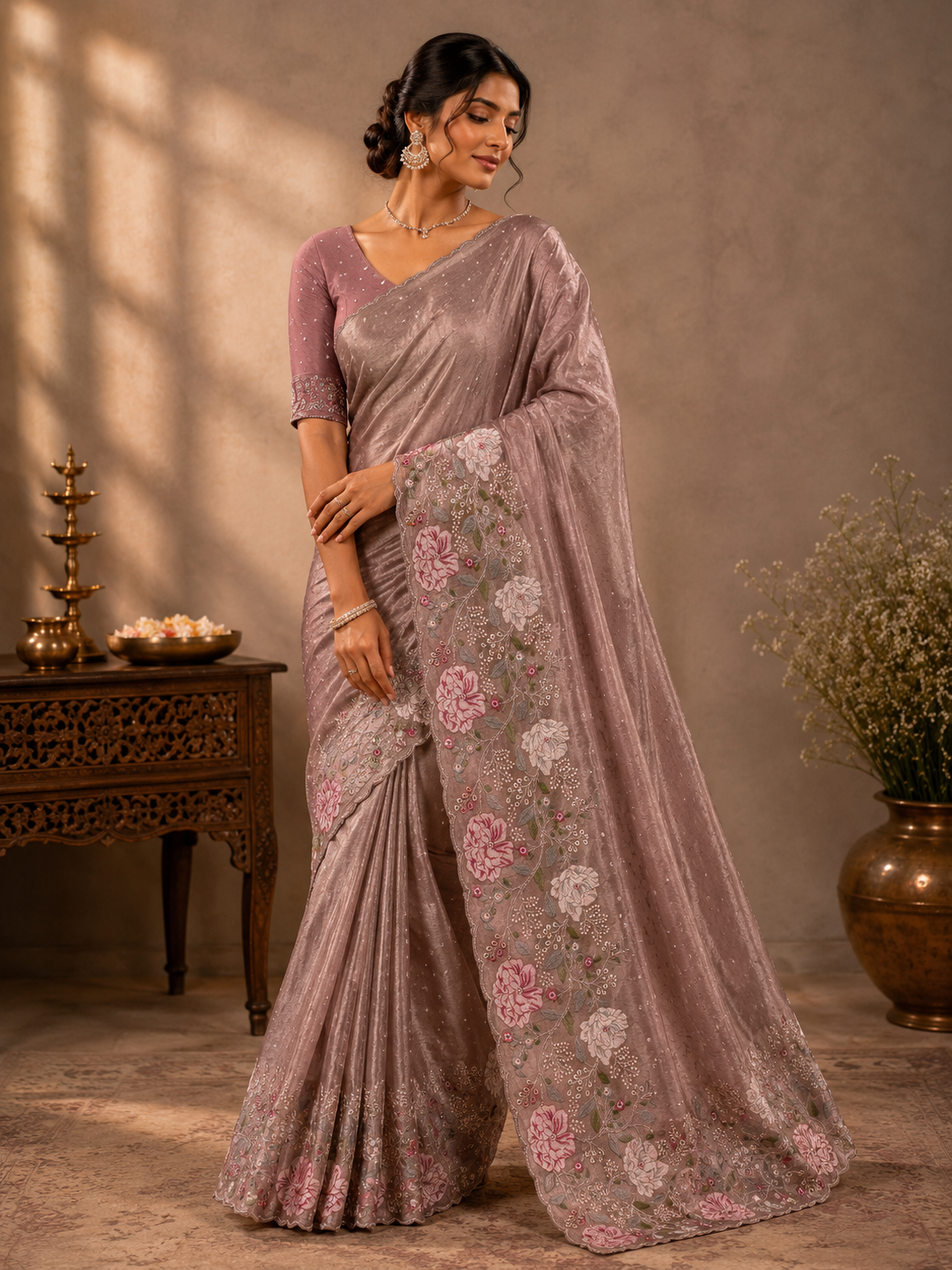 Rosewood Bloom Elegance Saree