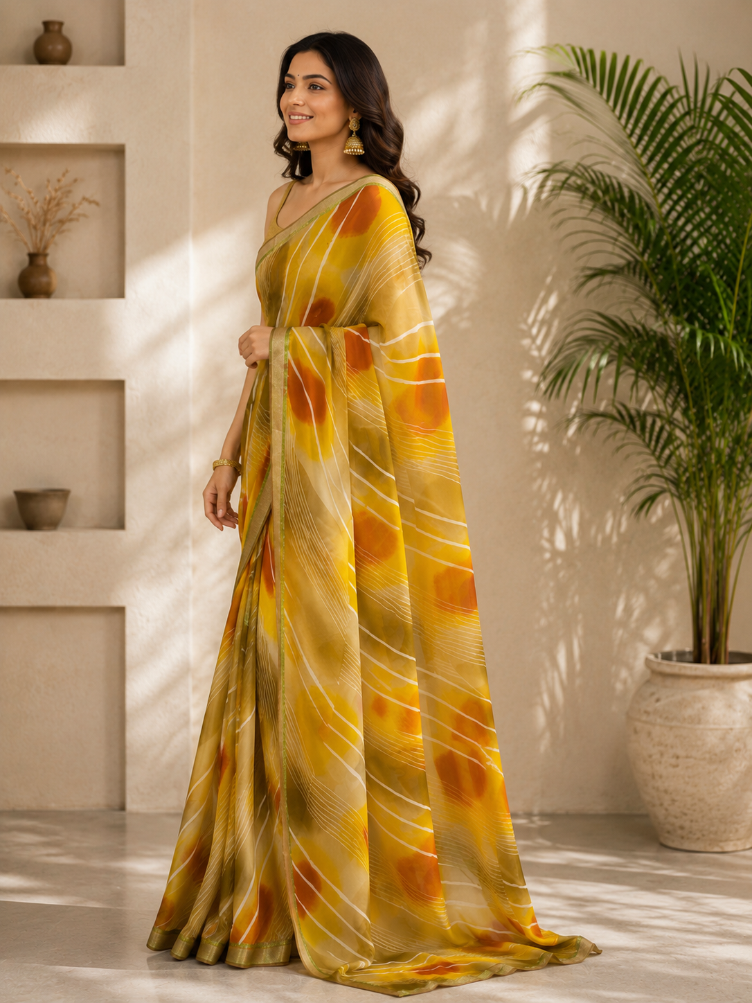 Abstract Leheriya Printed Saree