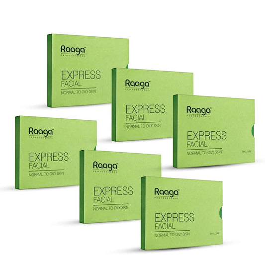 Raaga Express Facial Kit (6 Step Process) Rejuvenates and Revitalises Skin, Improves Skin Texture | Normal To Oily Skin | Pack of 6 (35g X 6)