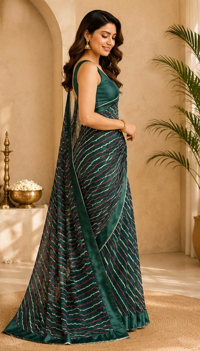 Leheriya Radiance Stripe Saree