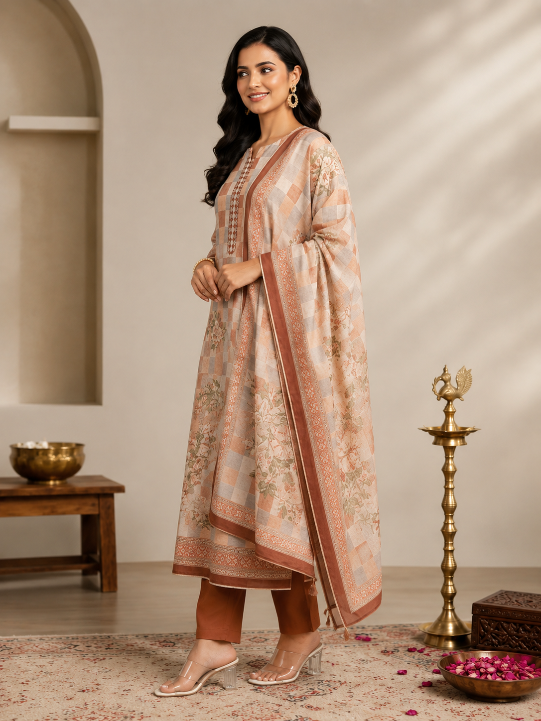 Saanjh Checkered Suit Set
