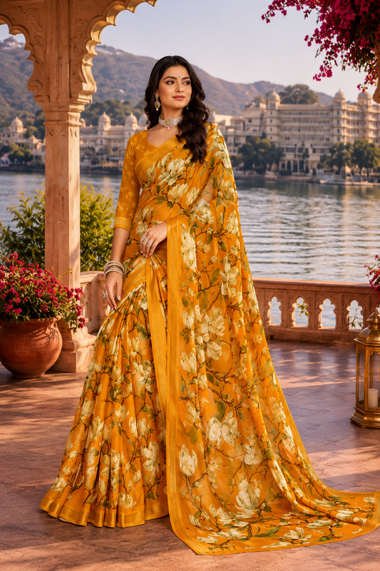 Golden Magnolia Breeze Saree