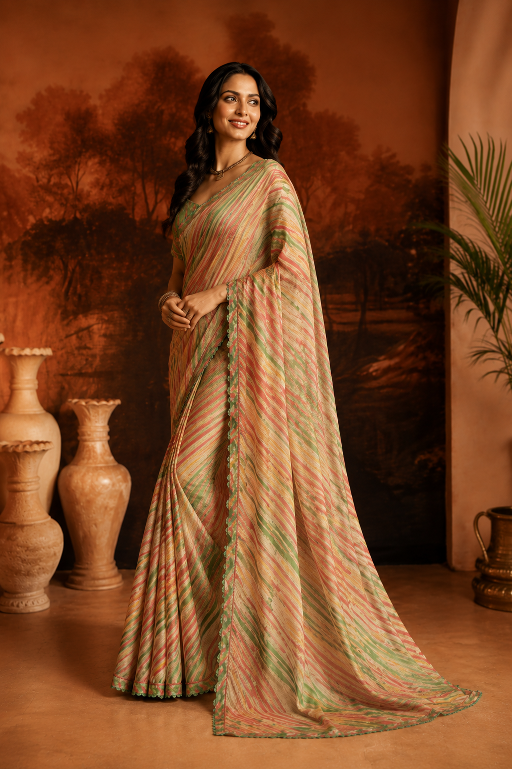 Pastel Leheriya Charm Saree