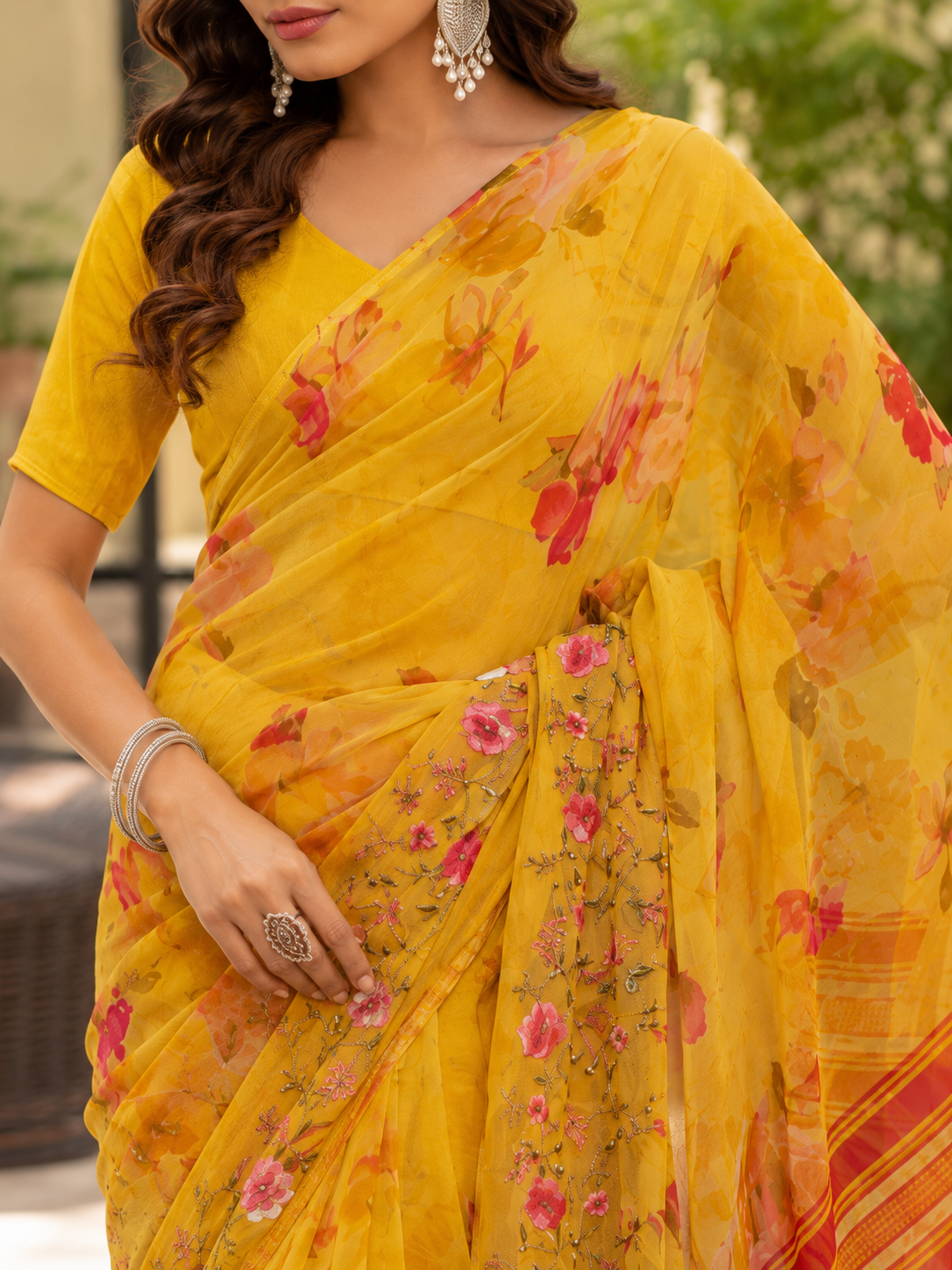 Sunshine Floral Printed Saree