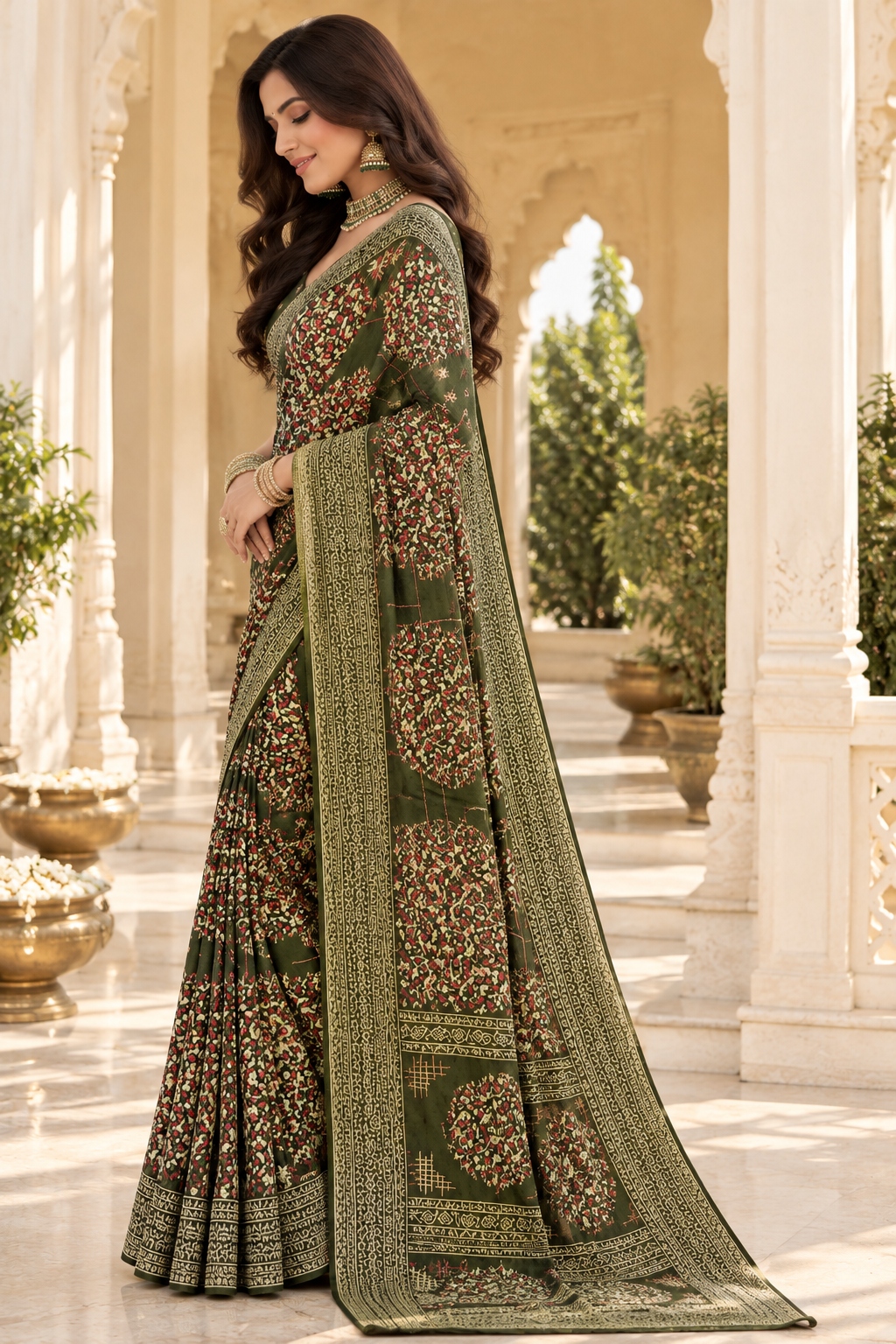 Royal Vanya Floral Heritage Print Saree