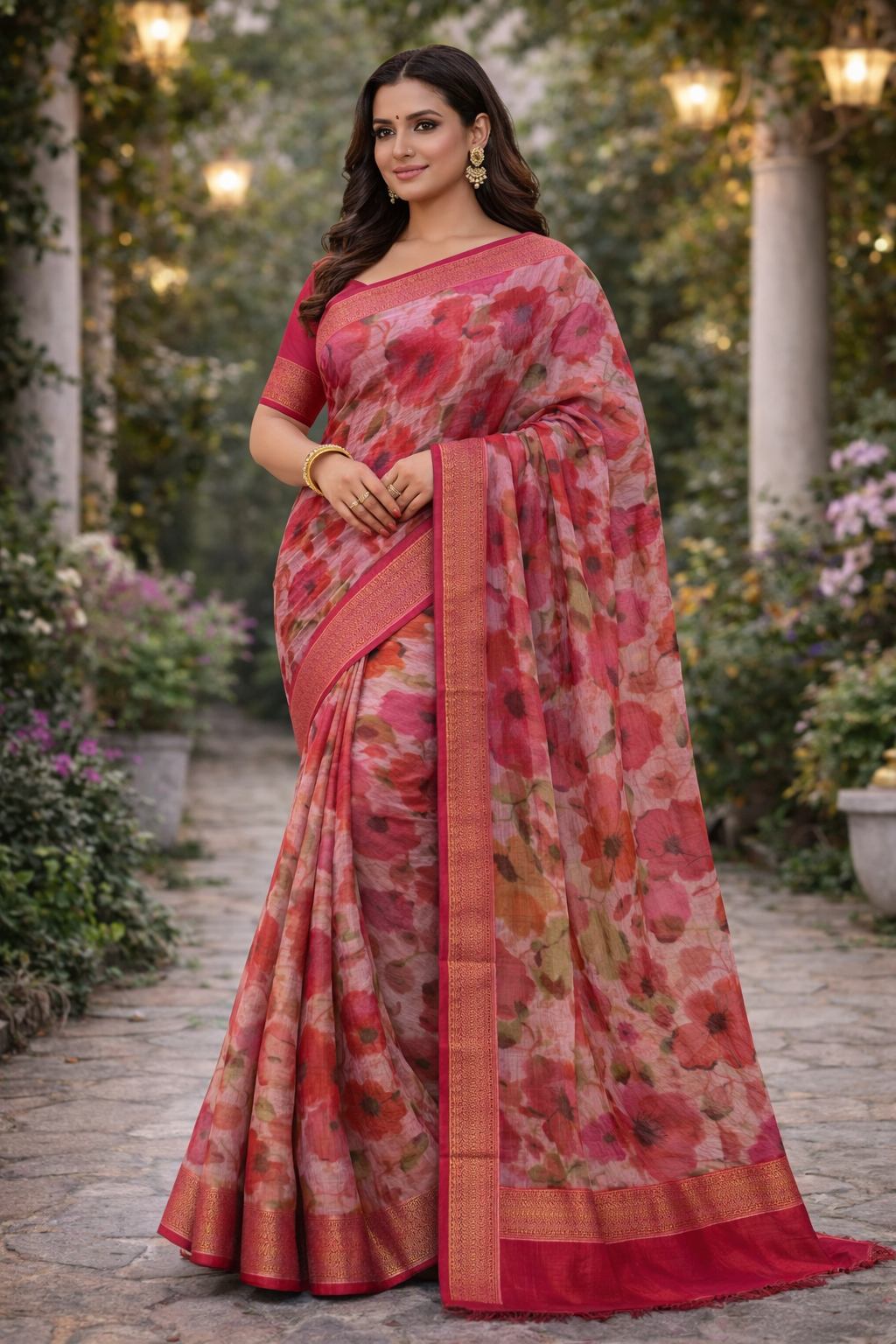 Bloom Veil Zari Organza Saree