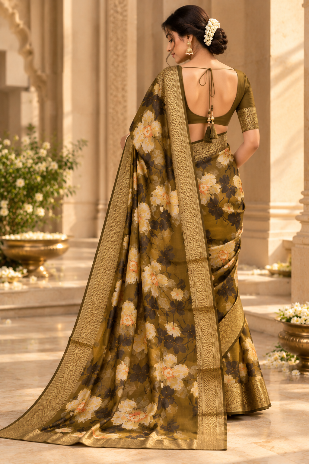 Amethyst Bloom – Floral Border Elegance Saree