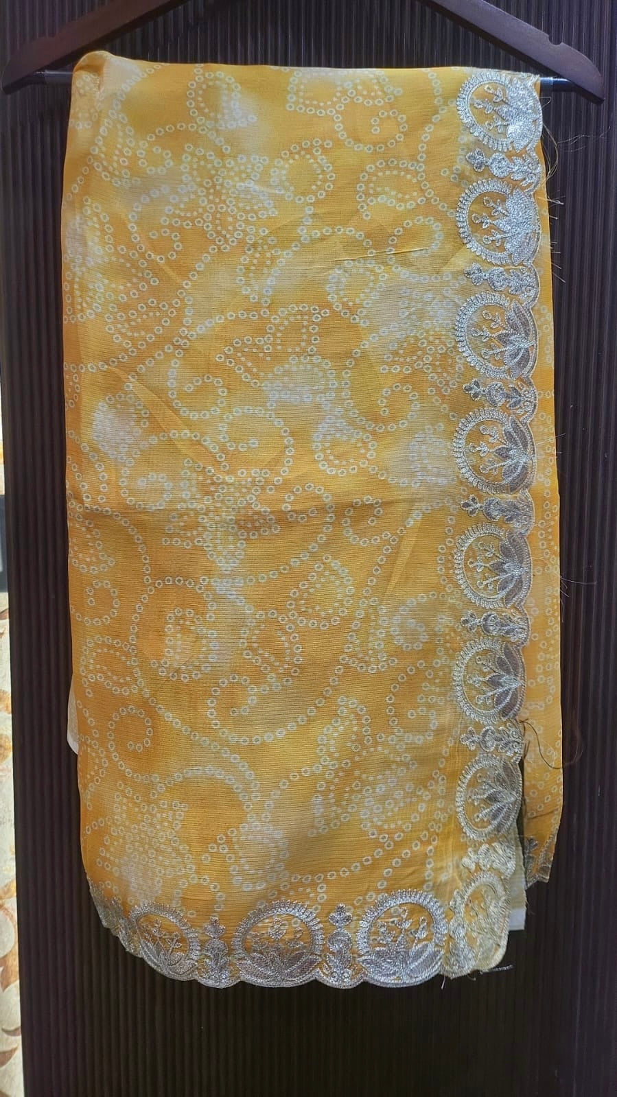 Sunshine Yellow Bandhej Saree with Embroidered Border