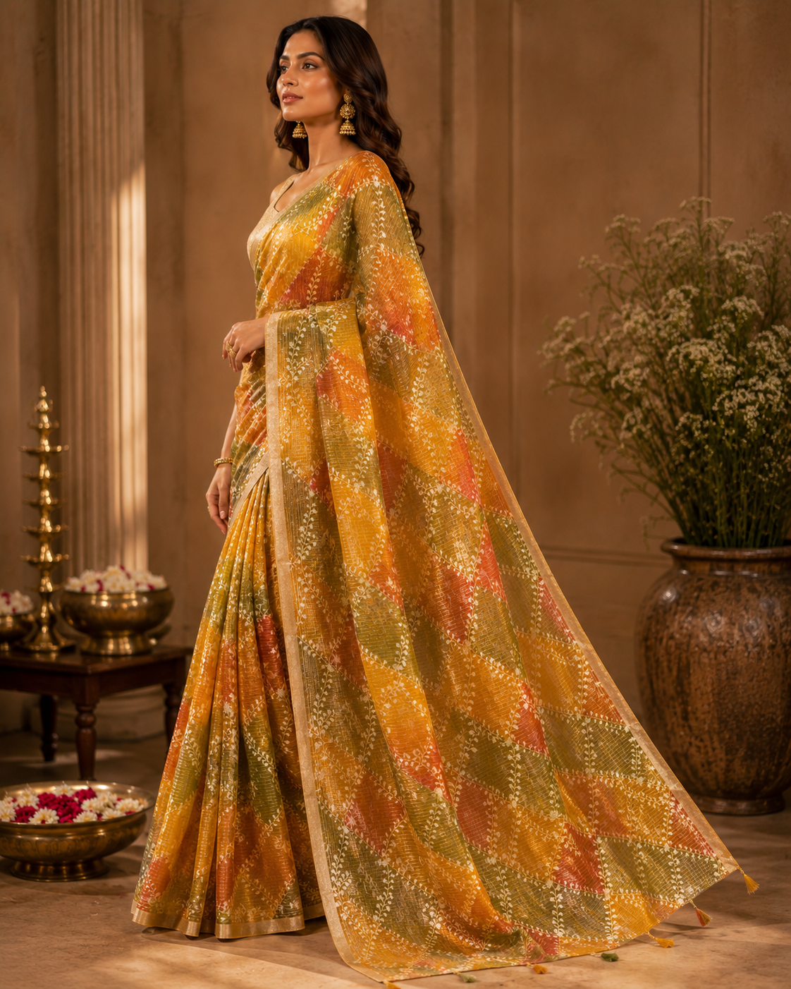 Sunset Mosaic Whisper Saree