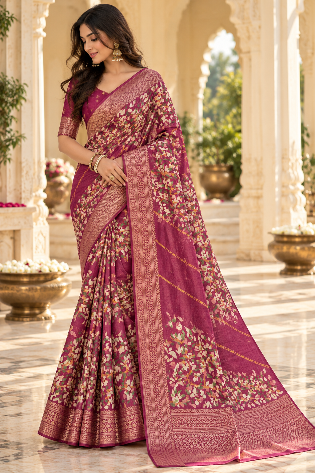 Royal Vanya Floral Heritage Print Saree