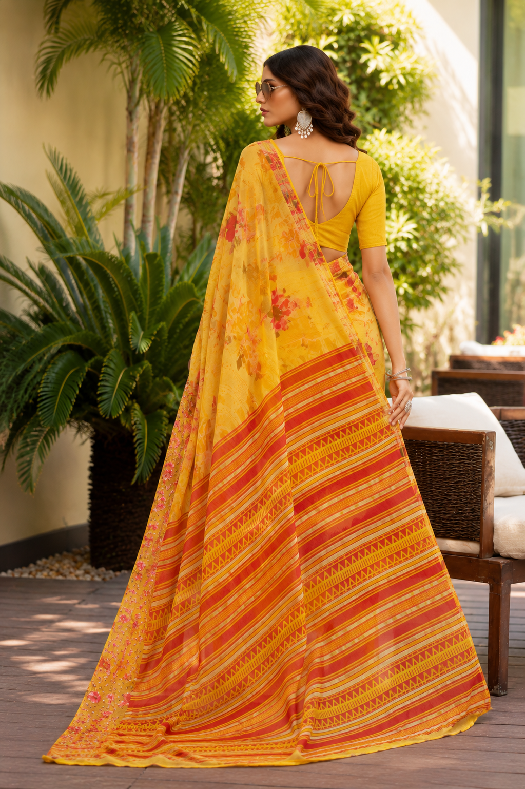 Sunshine Floral Printed Saree